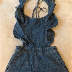 NWT Vestique Denim Romper